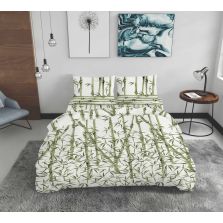 Lenjerie pat dublu Bumbac 100% Ranforce 4 piese extra large, cearsaf pat 240x260 cm, pilota 200x220 cm, 2 fete perne 50x70 cm, Verde ALC1