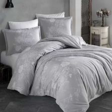 Lenjerie pat dublu Bumbac 100% Ranforce 4 piese extra large, cearsaf pat 240x260 cm, pilota 200x220 cm, 2 fete perne 50x70 cm, Gri ARNOR V2