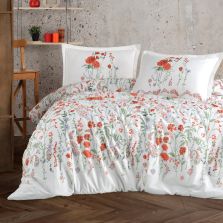 Lenjerie pat dublu Bumbac 100% Ranforce 4 piese extra large, cearsaf pat 240x260 cm, pilota 200x220 cm, 2 fete perne 50x70 cm, Alb ELYESE