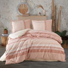 Lenjerie pat dublu Bumbac 100% Ranforce 4 piese extra large, cearsaf pat 240x260 cm, pilota 200x220 cm, 2 fete perne 50x70 cm, Portocaliu LATRINA