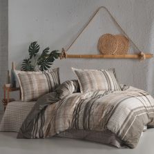 Lenjerie pat dublu Bumbac 100% Ranforce 4 piese extra large, cearsaf pat 240x260 cm, pilota 200x220 cm, 2 fete perne 50x70 cm, Maro MODENA