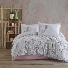 Lenjerie pat dublu Bumbac 100% Ranforce 4 piese extra large, cearsaf pat 240x260 cm, pilota 200x220 cm, 2 fete perne 50x70 cm, Roz NOVARA