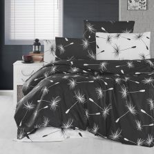 Lenjerie pat dublu Bumbac 100% Ranforce 4 piese extra large, cearsaf pat 240x260 cm, pilota 200x220 cm, 2 fete perne 50x70 cm, Alb / Negru RNF_27