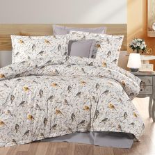 Lenjerie pat dublu Bumbac 100% Ranforce 4 piese extra large, cearsaf pat 240x260 cm, pilota 200x220 cm, 2 fete perne 50x70 cm, Gri / Bej RNF_39