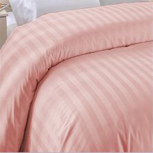 Cearsaf de pilota 1 persoana Damasc Bumbac 100% tip Hotel cu dunga 1 cm, 140x220 cm, Roz Pudra