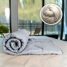 Pilota matlasata lana iarna cu fata damasc bumbac 100% linear 140x210 cm, Gri