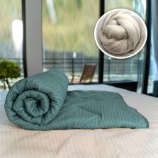 Pilota matlasata lana iarna cu fata damasc bumbac 100% linear 140x210 cm, Verde Petrol