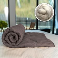 Pilota matlasata lana iarna cu fata damasc bumbac 100% linear 160x210 cm, Maro