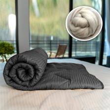 Pilota matlasata lana iarna cu fata damasc bumbac 100% linear 160x210 cm, Negru