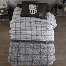 Cuvertură matlasată de pat 1 persoană 180x240 cm și Față pernă 50x70 cm, Clasy NEVER GIVE UP