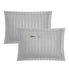 Set 2 Fete de perna 50x70 cm Damasc Bumbac 100% dunga 1 cm si tiv cu bordura 3,5 cm, Gri