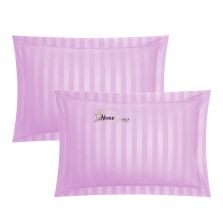 Set 2 Fete de perna 50x70 cm Damasc Bumbac 100% dunga 1 cm si tiv cu bordura 3,5 cm, Lila