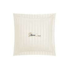 Fata de perna Damasc Bumbac 100% dunga 1 cm, 40 x 40 cm si tiv cu bordura 3,5 cm, Crem Deschis