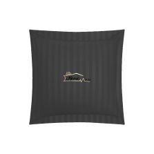 Fata de perna Damasc Bumbac 100% dunga 1 cm, 40 x 40 cm si tiv cu bordura 3,5 cm, Negru