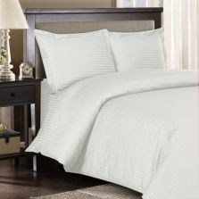 Lenjerie de pat dublu Damasc Bumbac 100% HoReCa gros cu dunga 1 cm, 4 piese, cearsaf pat 220x240 cm, cearsaf pilota 200x220 cm, 2 fete perne 50x70cm Crem Deschis