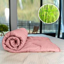 Pilota matlasata bambus iarna cu fata damasc bumbac 100% linear 200x220 cm, Roz Pudra