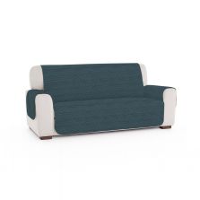 Husă canapea 3 locuri tip cuvertură matlasată 190x177 cm cu laterale, reversibilă, Albastru Metalic Ralex Pucioasa 