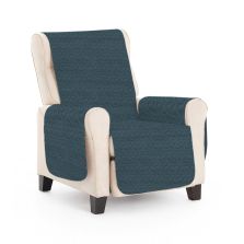 Husă fotoliu tip cuvertură matlasată 60 x 177 cm cu laterale, reversibilă, Albastru Metalic Ralex Pucioasa 