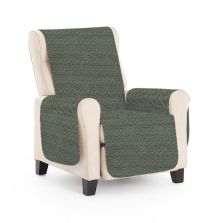 Husă fotoliu tip cuvertură matlasată 60 x 177 cm cu laterale, reversibilă, Gri Verzuliu Ralex Pucioasa 