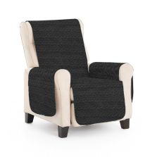 Husă fotoliu tip cuvertură matlasată 60 x 177 cm cu laterale, reversibilă, Negru Ralex Pucioasa 