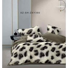 Lenjerie pat dublu Finet Bumbac 6 piese cu husa saltea 160x200 sau 180x200 cm, pilota 200x230 cm, 2 fete perna 50x70 si 70x70 cm, Crem/Verde, Pucioasa 