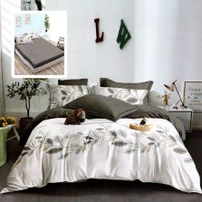 Lenjerie pat dublu Finet Bumbac 6 piese cu husa saltea 160x200 sau 180x200 cm, pilota 200x230 cm, 2 fete perna 50x70 si 70x70 cm, Gri, Pucioasa SCARLETT