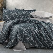 Lenjerie pat Bumbac Ranforce 4 piese cearsaf pat 240x260 cm, pilota 200x220 cm, 2 fete perne 50x70 cm, Gri Antracit, Ralex Pucioasa