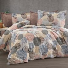 Lenjerie pat Bumbac Ranforce 4 piese cearsaf pat 240x260 cm, pilota 200x220 cm, 2 fete perne 50x70 cm, Galben / Maro, Ralex Pucioasa