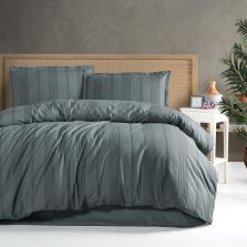 Lenjerie de pat dublu Bumbac Ranforce Boutique 4 piese, cearsaf pat 240x260 cm, pilota 200x220 cm, 2 fete perne 50x70 cm, Clasy Gri ARAKIS V1