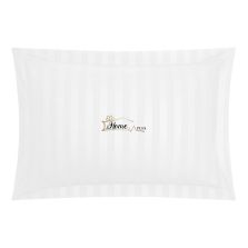 Fata de perna Damasc Bumbac 100% dunga 1 cm, 50 x 70 cm si tiv cu bordura 3,5 cm, Alb