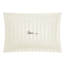 Fata de perna Damasc Bumbac 100% dunga 1 cm, 50 x 70 cm si tiv cu bordura 3,5 cm, Crem Deschis