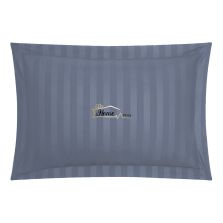 Fata de perna Damasc Bumbac 100% dunga 1 cm, 50 x 70 cm si tiv cu bordura 3,5 cm, Gri Antracit