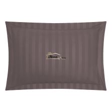 Fata de perna Damasc Bumbac 100% dunga 1 cm, 50 x 70 cm si tiv cu bordura 3,5 cm, Maro