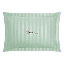 Fata de perna Damasc Bumbac 100% dunga 1 cm, 50 x 70 cm si tiv cu bordura 3,5 cm, Verde Mint