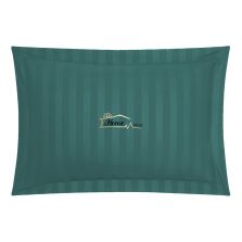 Fata de perna Damasc Bumbac 100% dunga 1 cm, 50 x 70 cm si tiv cu bordura 3,5 cm, Verde Petrol