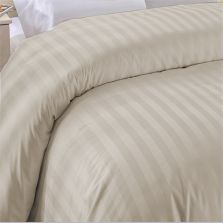 Cearsaf de pilota 2 persoane Damasc Bumbac 100% tip Hotel cu dunga 1 cm, 180x220 cm, Bej Cappuccino