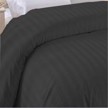 Cearsaf de pilota 2 persoane Damasc Bumbac 100% tip Hotel cu dunga 1 cm, 180x220 cm, Negru