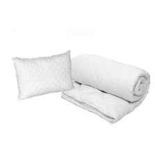 Pachet Primavara Toamna pat o persoana Pilota matlasata umplutura minet alergenic 140x210 cm, alba si 1 perna matlasata 50x70 cm-1