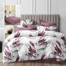 Lenjerie pat dublu Economy 4 piese, cearsaf pat 230x250 cm si pilota 200x230 cm, 2 fete perne 50x70, Eleganta Roz ECN61 Ralex Pucioasa 