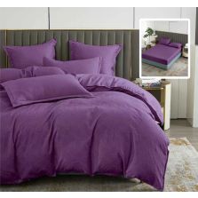 Lenjerie de pat Finet Natur UNI Baroque 6 piese husa saltea 160/180x200 cm, pilota 200x230 cm, 2 fete perna 50x70 si 70x70 cm, Mov, Ralex Pucioasa
