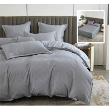 Lenjerie de pat Finet Natur UNI Baroque 6 piese husa saltea 160/180x200 cm, pilota 200x230 cm, 2 fete perna 50x70 si 70x70 cm, Gri, Ralex Pucioasa