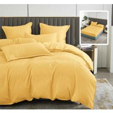 Lenjerie de pat Finet Natur UNI Baroque 6 piese husa saltea 160/180x200 cm, pilota 200x230 cm, 2 fete perna 50x70 si 70x70 cm, Galben, Ralex Pucioasa