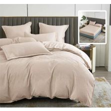 Lenjerie de pat Finet Natur UNI Baroque 6 piese husa saltea 160/180x200 cm, pilota 200x230 cm, 2 fete perna 50x70 si 70x70 cm, Bej, Ralex Pucioasa