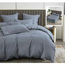 Lenjerie de pat Finet Natur UNI Baroque 6 piese husa saltea 160/180x200 cm, pilota 200x230 cm, 2 fete perna 50x70 si 70x70 cm, Antracit, Ralex Pucioasa