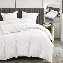 Lenjerie de pat Finet Natur UNI Baroque 6 piese husa saltea 160/180x200 cm, pilota 200x230 cm, 2 fete perna 50x70 si 70x70 cm, Alb, Ralex Pucioasa