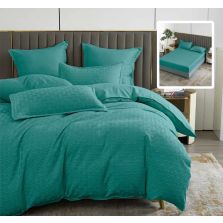 Lenjerie de pat Finet Natur UNI Stripe 6 piese husa saltea 160/180x200 cm, pilota 200x230 cm, 2 fete perna 50x70 si 70x70 cm, Turcoaz, Pucioasa