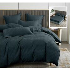 Lenjerie de pat Finet Natur UNI Stripe 6 piese husa saltea 160/180x200 cm, pilota 200x230 cm, 2 fete perna 50x70 si 70x70 cm, Negru, Pucioasa