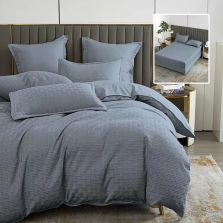 Lenjerie de pat Finet Natur UNI Stripe 6 piese husa saltea 160/180x200 cm, pilota 200x230 cm, 2 fete perna 50x70 si 70x70 cm, Gri antracit, Pucioasa