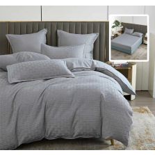 Lenjerie de pat Finet Natur UNI Stripe 6 piese husa saltea 160/180x200 cm, pilota 200x230 cm, 2 fete perna 50x70 si 70x70 cm, Gri ,Pucioasa