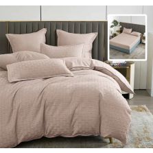 Lenjerie de pat Finet Natur UNI Stripe 6 piese husa saltea 160/180x200 cm, pilota 200x230 cm, 2 fete perna 50x70 si 70x70 cm, Cappuccino, Pucioasa